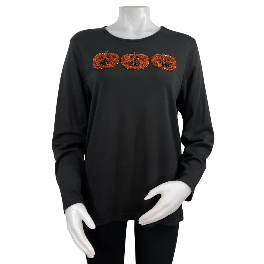 🎃Mercer Street Sequin Pumpkin Long Sleeve Casual Top🎃